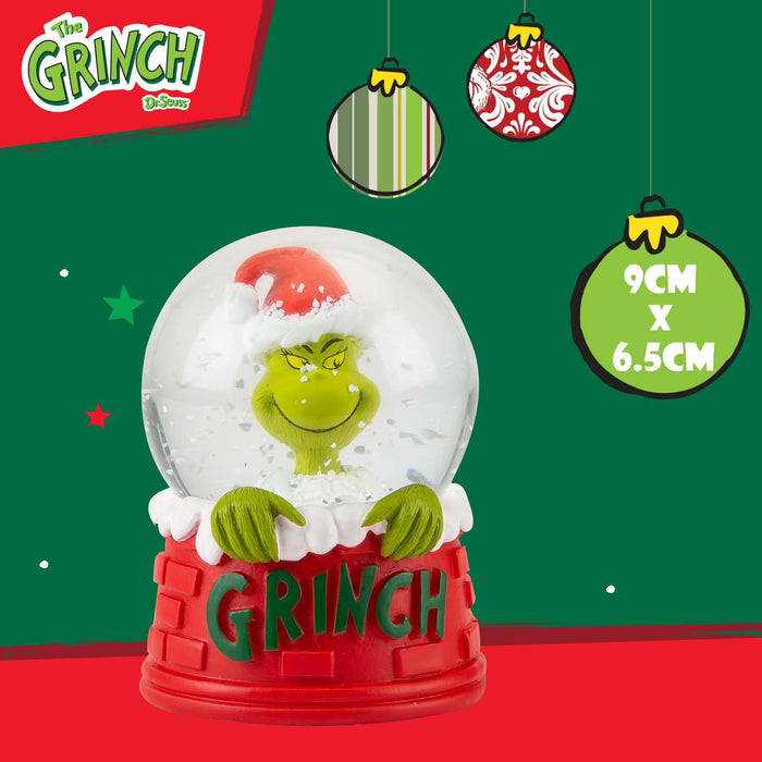 Grinch Christmas Snow Globe Festive Ornament Gift 9cm x 6.5cm Red X 1