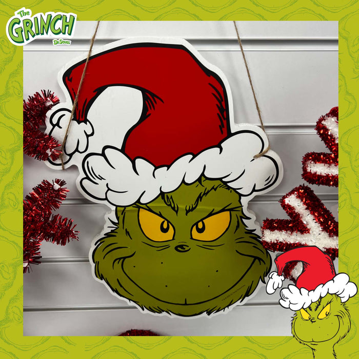 Grinch Christmas Light Up Wall Festive  Decoration 40cm x 30cm Green X 1