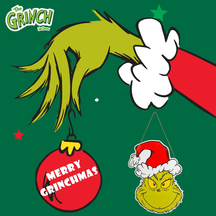 Grinch Christmas Light Up Wall Festive  Decoration 40cm x 30cm Green X 1