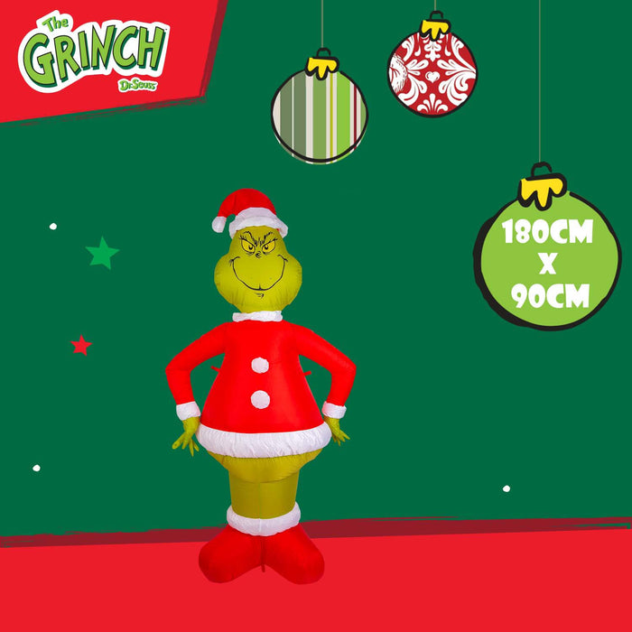 Grinch Christmas Inflatable Outdoor Decoration 180cm x 90cm Green X 1