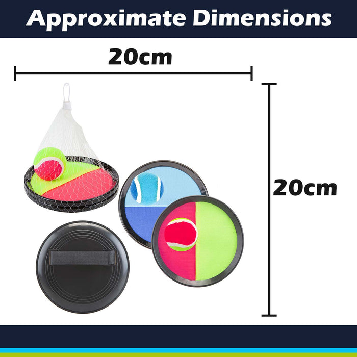 Catch Ball Set Hook & Loop Outdoor Games Summer 20cm x 20cm Varied Colour X 2