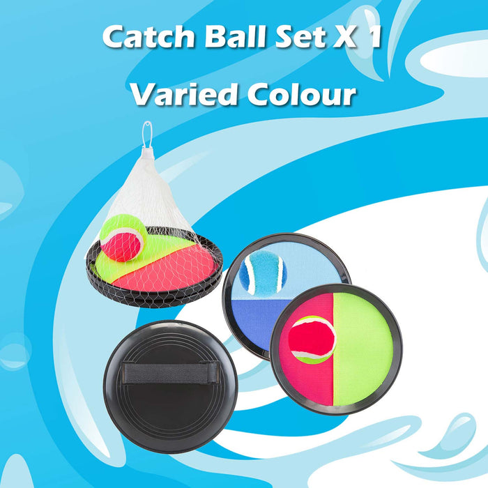 Catch Ball Set Hook & Loop Outdoor Games Summer 20cm x 20cm Varied Colour X 2