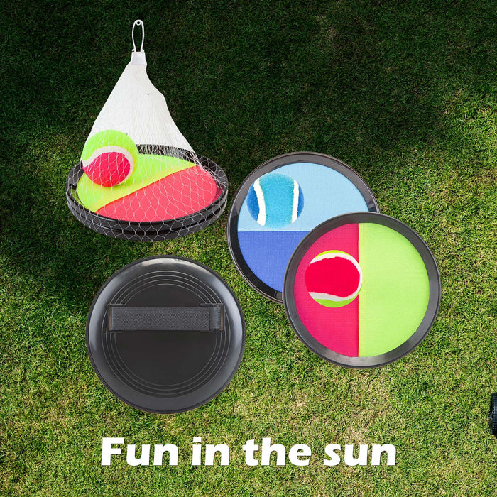 Catch Ball Set Hook & Loop Outdoor Games Summer 20cm x 20cm Varied Colour X 2