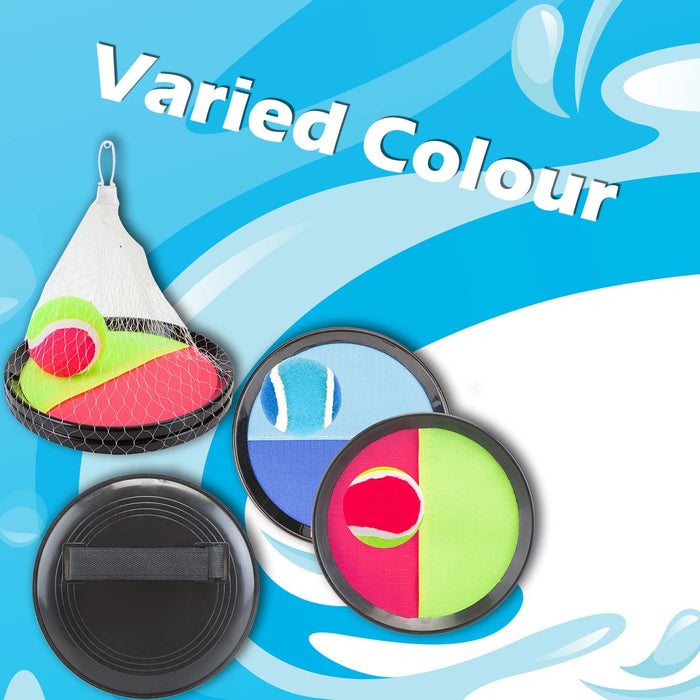 Catch Ball Set Hook & Loop Outdoor Games Summer 20cm x 20cm Varied Colour X 2