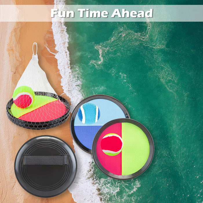 Catch Ball Set Hook & Loop Outdoor Games Summer 20cm x 20cm Varied Colour X 2