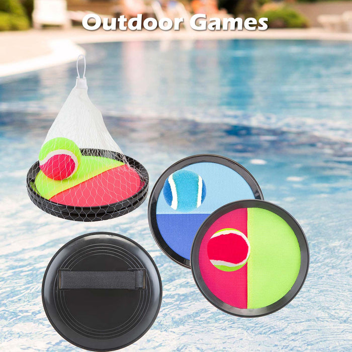 Catch Ball Set Hook & Loop Outdoor Games Summer 20cm x 20cm Varied Colour X 2