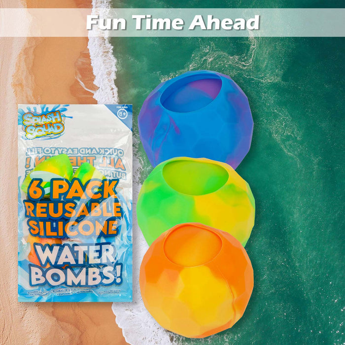 Reusable Silicone Water Bombs Outdoor 26.7cm x 14.2cm Multi Coloured X 6