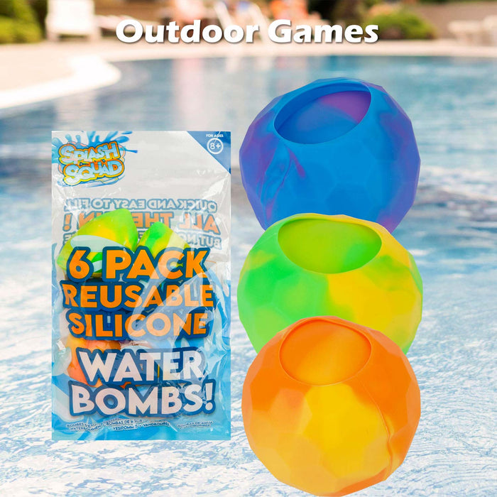 Reusable Silicone Water Bombs Outdoor 26.7cm x 14.2cm Multi Coloured X 6