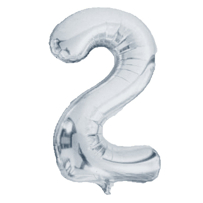 Silver Foil Number 2 Balloon 34" Metallic Party Decoration