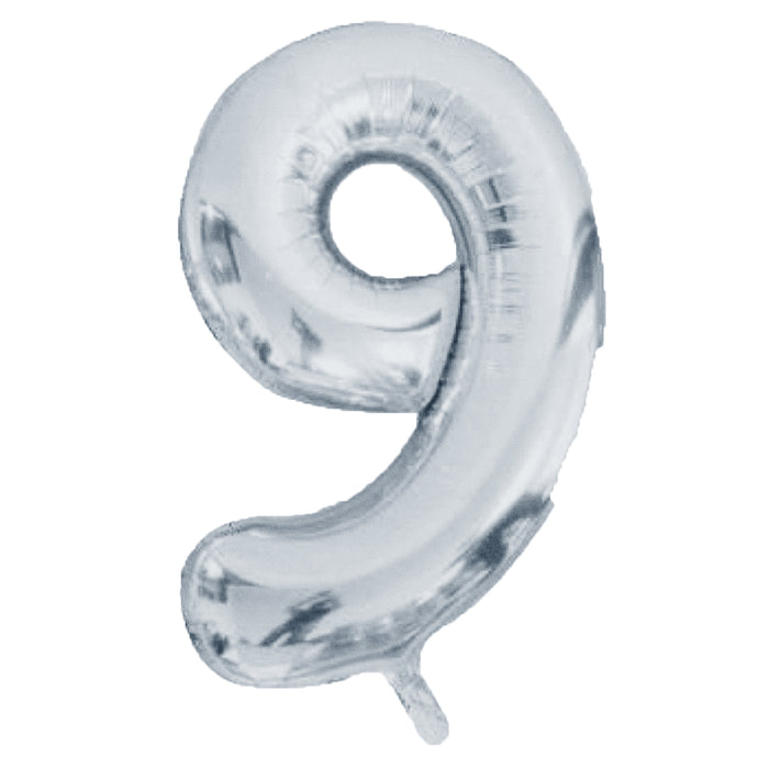 Silver Foil Number 9 Balloon 34" Metallic Party Decoration