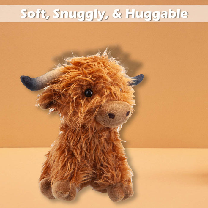 Highlands Cow Soft Toy Cute Plushie Huggable Cuddly Stuffed Toy Gift 23cm Brown