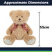 Bear Soft Toy with Checked Bow Plush 20cm x 12cm Brown X 1