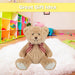 Bear Soft Toy with Checked Bow Plush 20cm x 12cm Brown X 1