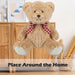 Bear Soft Toy with Checked Bow Plush 20cm x 12cm Brown X 1