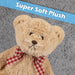 Bear Soft Toy with Checked Bow Plush 20cm x 12cm Brown X 1