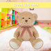 Bear Soft Toy with Checked Bow Plush 30cm x 20cm Brown X 1