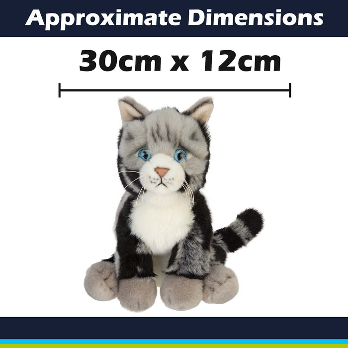 American Short Hair Cat Soft Toy Premium Quality Grey - 30cm x 12cm