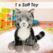 American Short Hair Cat Soft Toy Premium Quality Grey - 30cm x 12cm