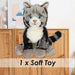 American Short Hair Cat Soft Toy Premium Quality Grey - 30cm x 12cm