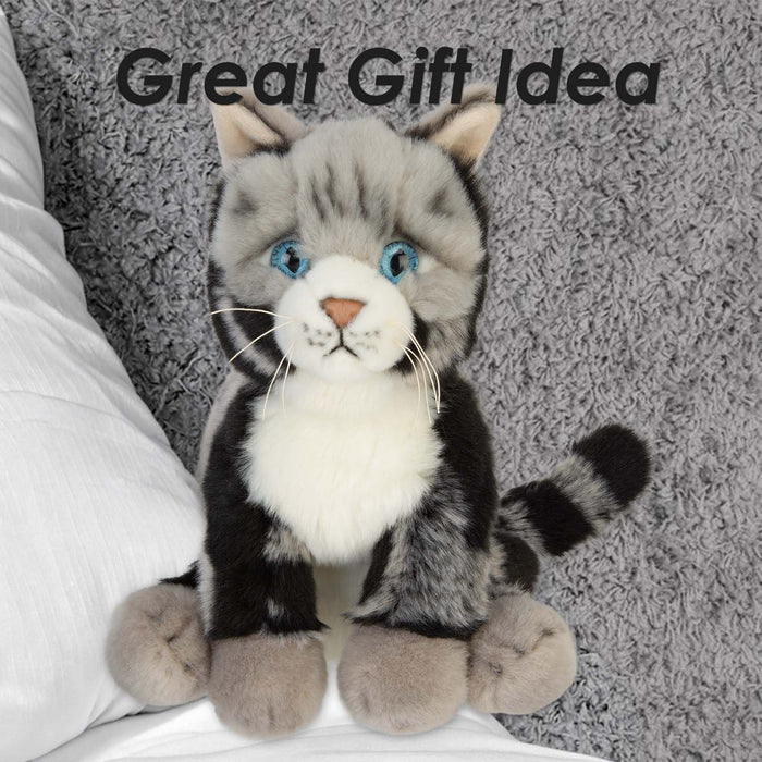 American Short Hair Cat Soft Toy Premium Quality Grey - 30cm x 12cm
