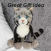 American Short Hair Cat Soft Toy Premium Quality Grey - 30cm x 12cm
