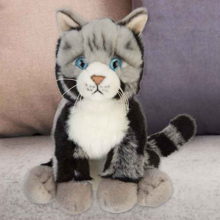 American Short Hair Cat Soft Toy Premium Quality Grey - 30cm x 12cm