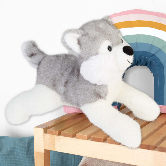 Lying Luxury Frosty Husky Soft Toy Two Tone Grey - 36cm x 12cm
