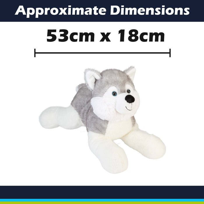 Lying Luxury Frosty Husky Soft Toy Two Tone Grey - 53cm x 18cm