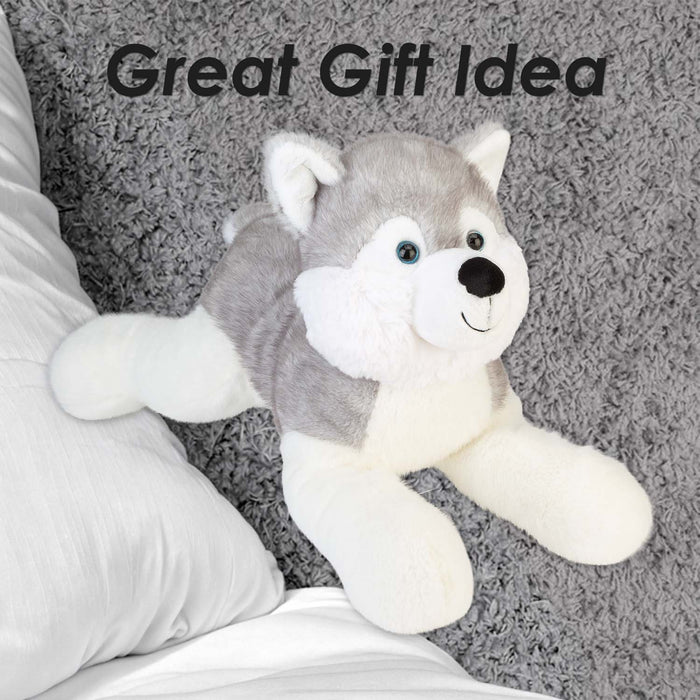 Lying Luxury Frosty Husky Soft Toy Two Tone Grey - 53cm x 18cm