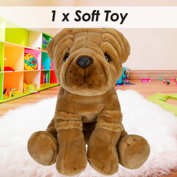 Sharpei Dog Soft Toy Premium Quality Brown - 30cm x 12cm