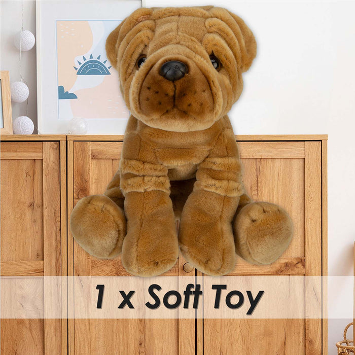 Sharpei Dog Soft Toy Premium Quality Brown - 30cm x 12cm