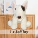 Bull Terrier Dog Soft Toy Premium Quality White - 30cm x 12cm