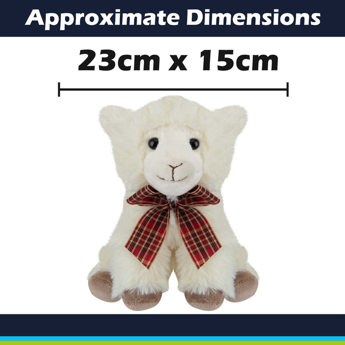 Sitting Lamb Soft Toy With Tartan Bow Farm Multi - 23cm x 15cm