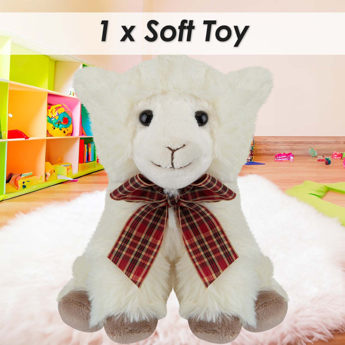 Sitting Lamb Soft Toy With Tartan Bow Farm Multi - 23cm x 15cm
