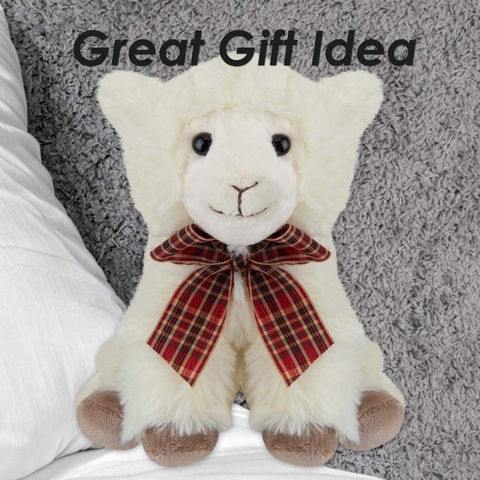 Sitting Lamb Soft Toy With Tartan Bow Farm Multi - 23cm x 15cm