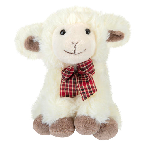 Sitting Lamb Soft Toy With Tartan Bow Farm Multi - 18cm x 12cm