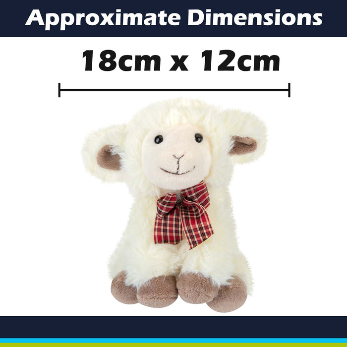 Sitting Lamb Soft Toy With Tartan Bow Farm Multi - 18cm x 12cm