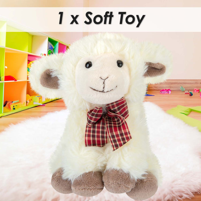 Sitting Lamb Soft Toy With Tartan Bow Farm Multi - 18cm x 12cm