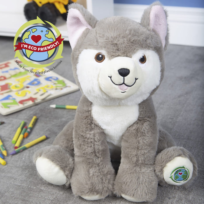 Husky Dog Soft Toy Eco Friendly Plush 100% Recylcled Cuddly Environmental 23cm