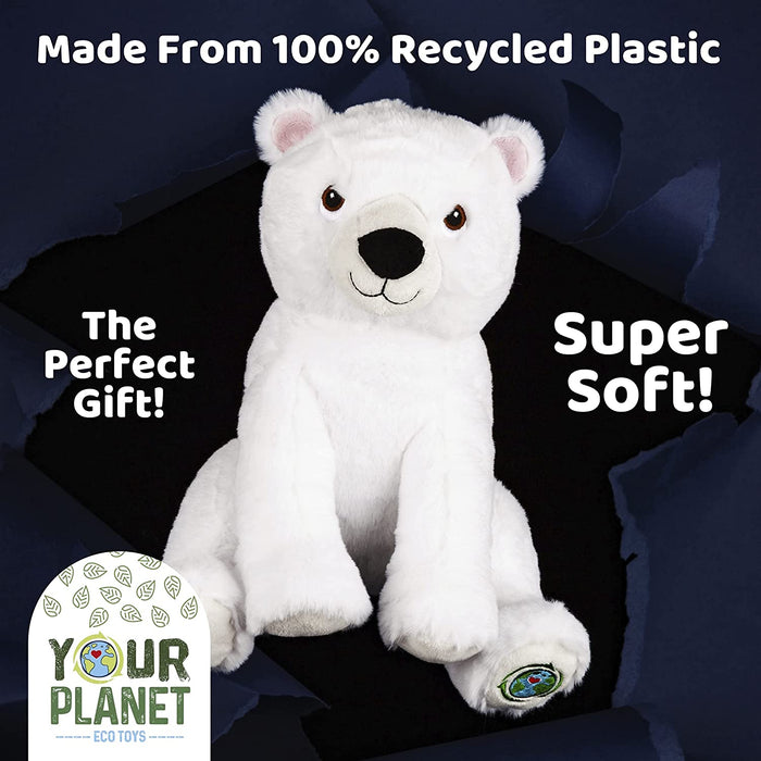 Polar Bear Soft Toy Eco Friendly Plush 100% Recylcled Cuddly Environmental 28cm