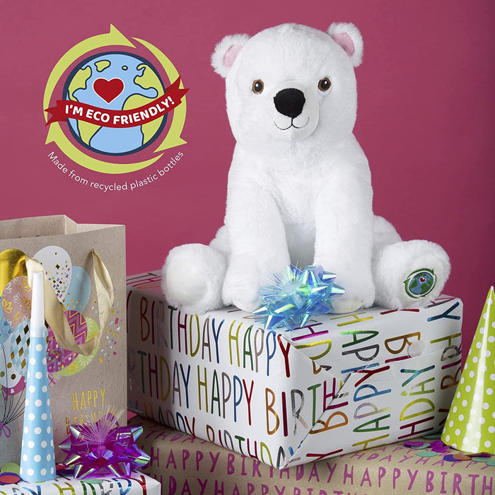 Polar Bear Soft Toy Eco Friendly Plush 100% Recylcled Cuddly Environmental 28cm