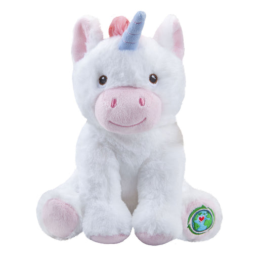 White Unicorn Soft Toy 100% Recylcled Materials-Eco Friendly 23cm White