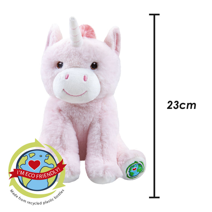 Pink Unicorn Soft Toy 100% Recylcled Materials-Eco Friendly 23cm Pink