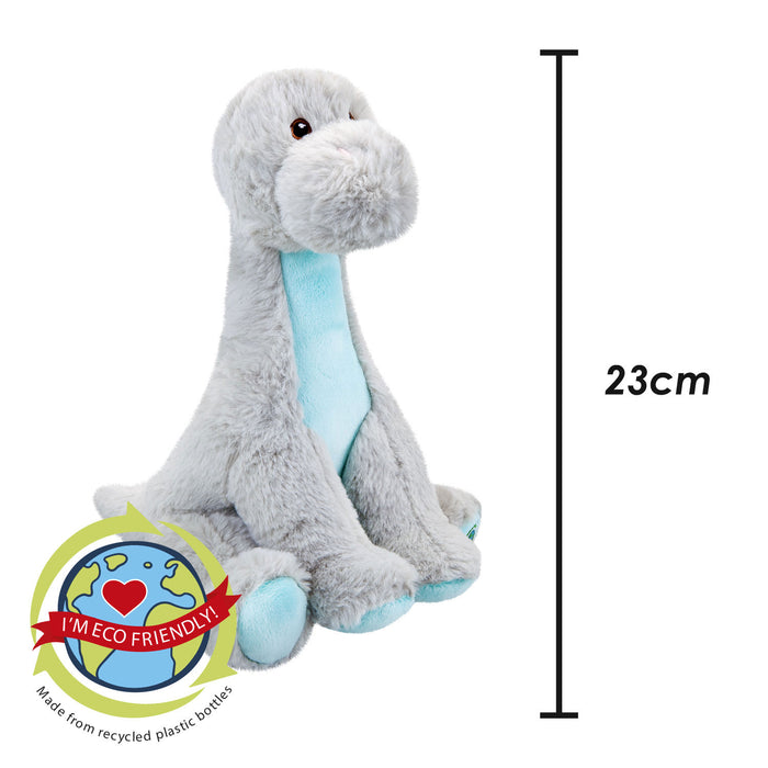 Diplodocus Soft Toy Animal 100% Recylcled Materials-Eco Friendly 23cm Grey