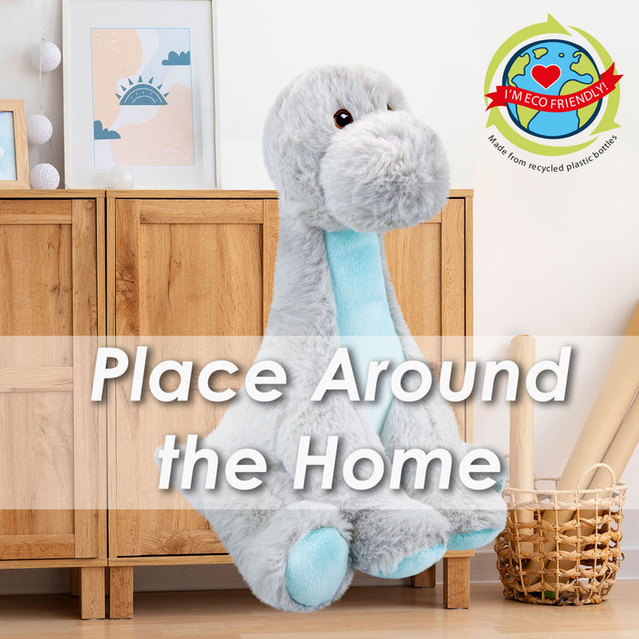 Diplodocus Soft Toy Animal 100% Recycled Materials-Eco Friendly 23cm Grey