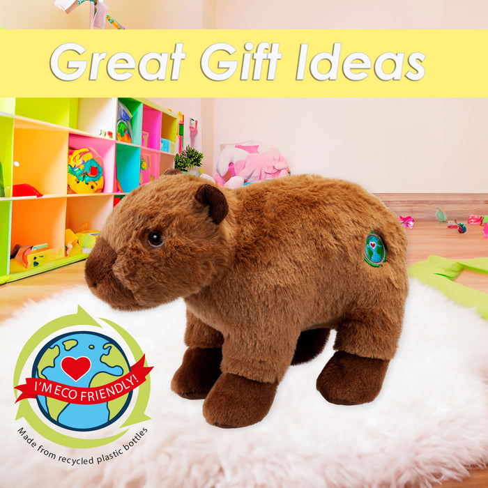 Brown Capybara Soft Toy Animal 100% Recylcled Materials-Eco Friendly 22cm Brown