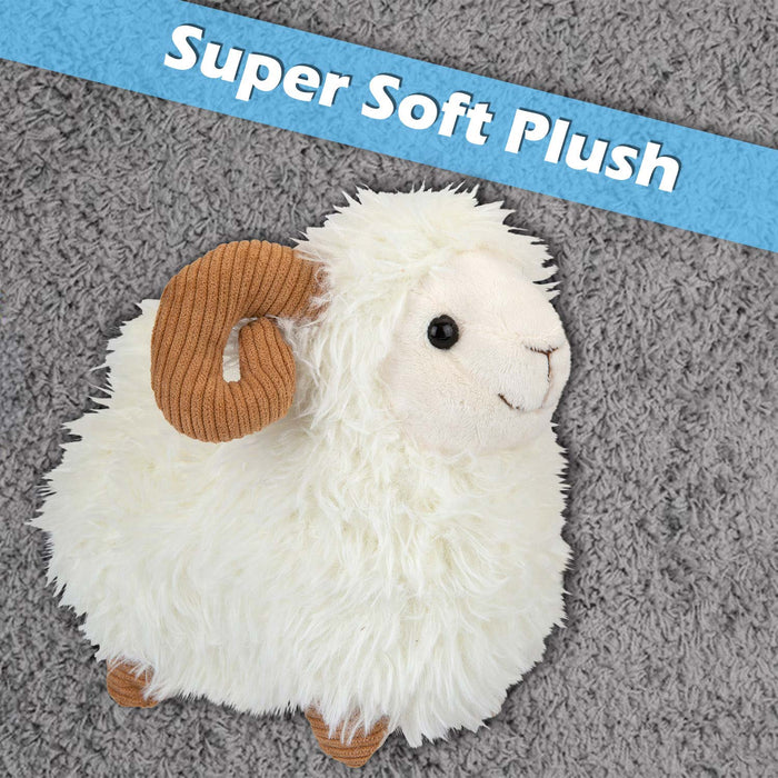 Sheep With Horns Soft Toy Plush Stuffed White