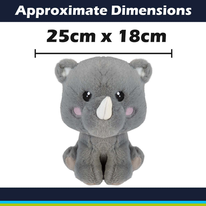 Rhino Kawaii Zoo Soft Toy Bedroom Decoration Grey - 25cm x 18cm