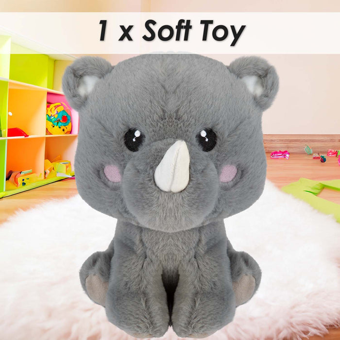 Rhino Kawaii Zoo Soft Toy Bedroom Decoration Grey - 25cm x 18cm