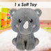 Rhino Kawaii Zoo Soft Toy Bedroom Decoration Grey - 25cm x 18cm